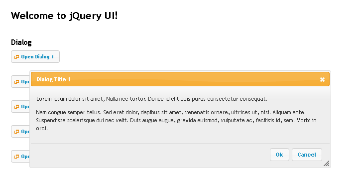 Exemplo de uso de dialog com jQuery UI