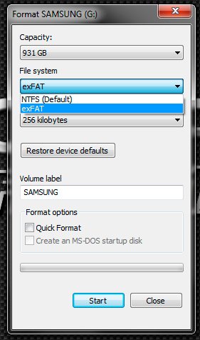 Formatando HD Externo em exFat