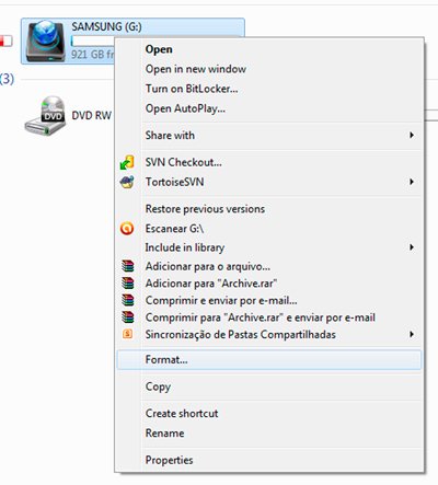 Formatando HD em exFat