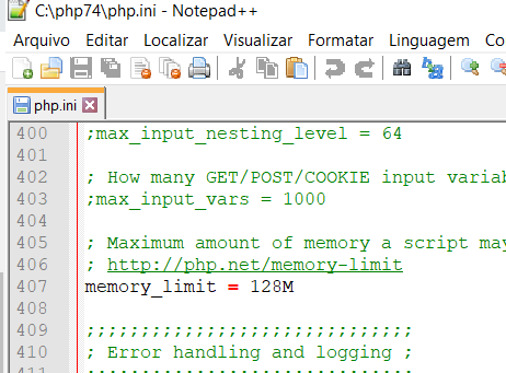PHP Memory Limit 128M