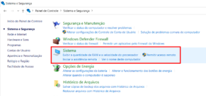 Navegando até Sistema no Windows 10
