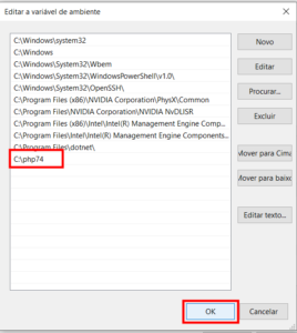 Editando a Variável de Ambiente Path do Windows 10 - Passo 2