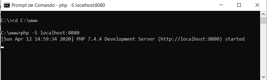 Iniciando Servidor Nativo do PHP 7
